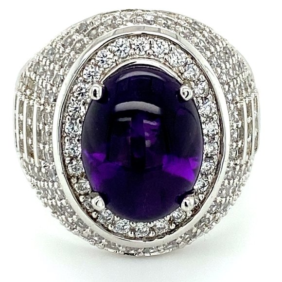 Amethyst 6.46ct Platinum Finish Solid Silver Ring